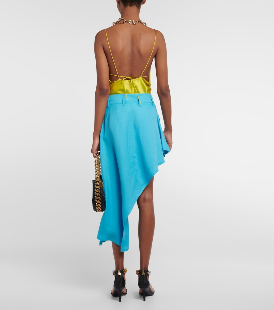 Asymmetric twill miniskirt