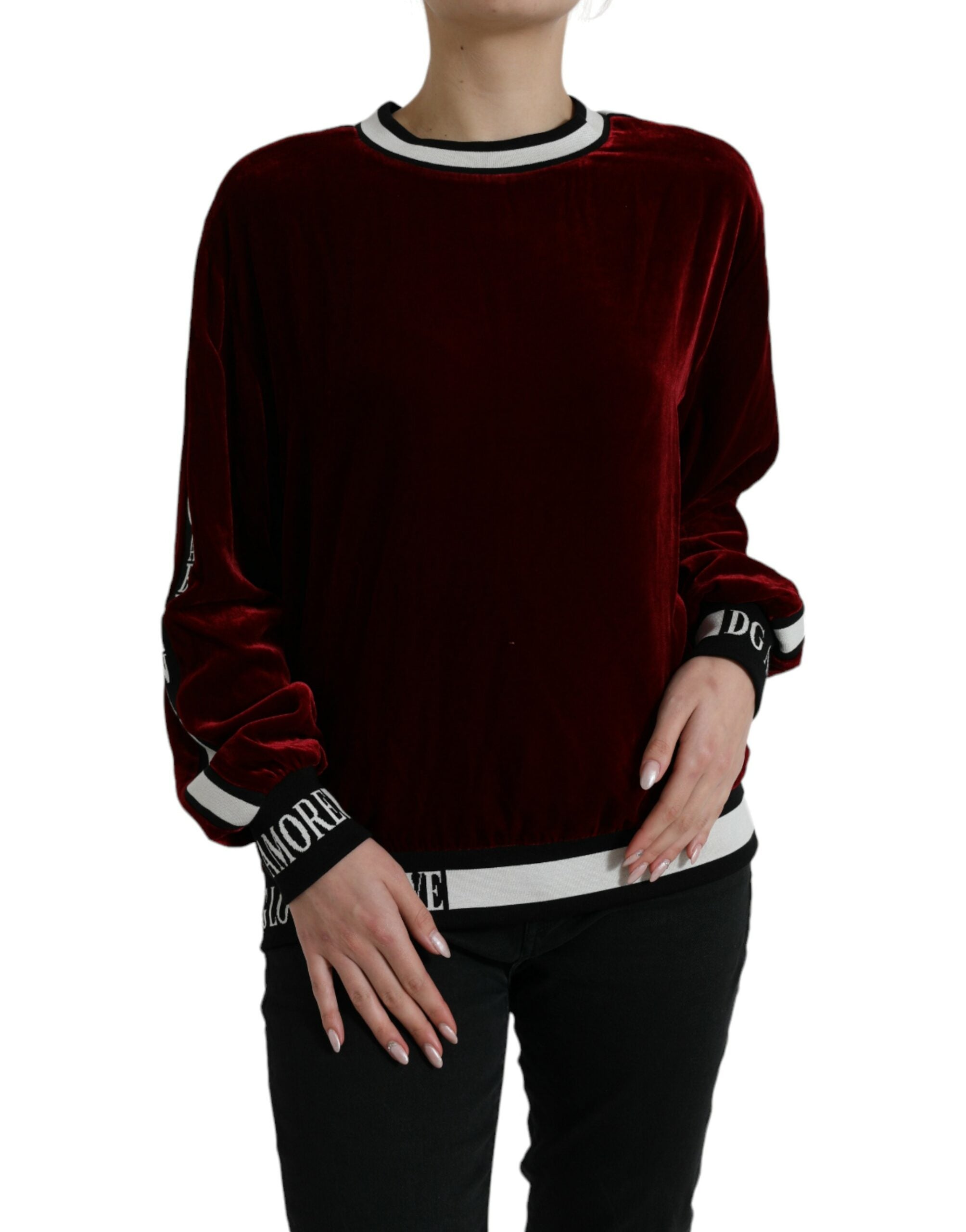 Velvet Viscose-Silk Sweater — Red
