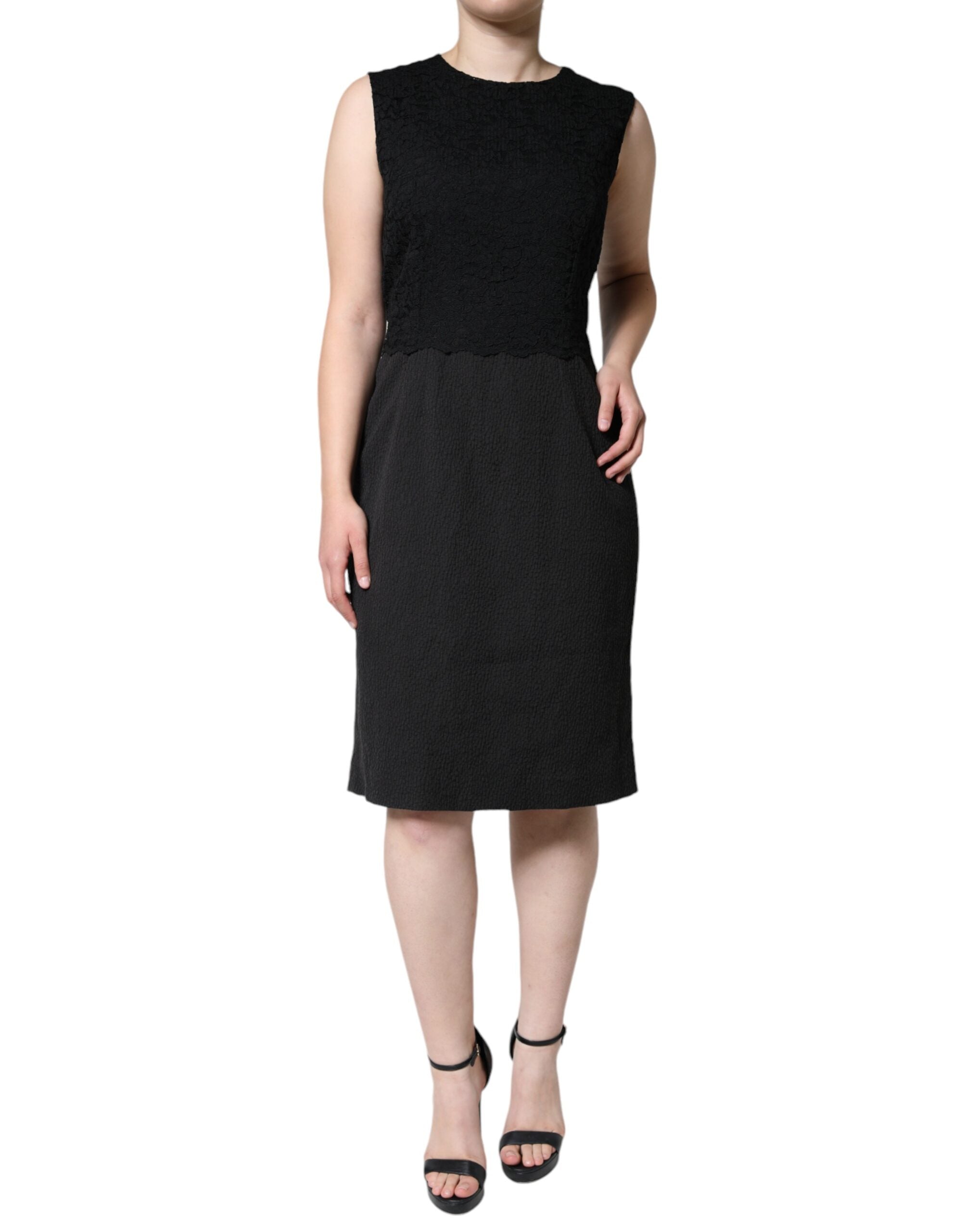 Stretch Jersey Cotton Sheath Dress — Black