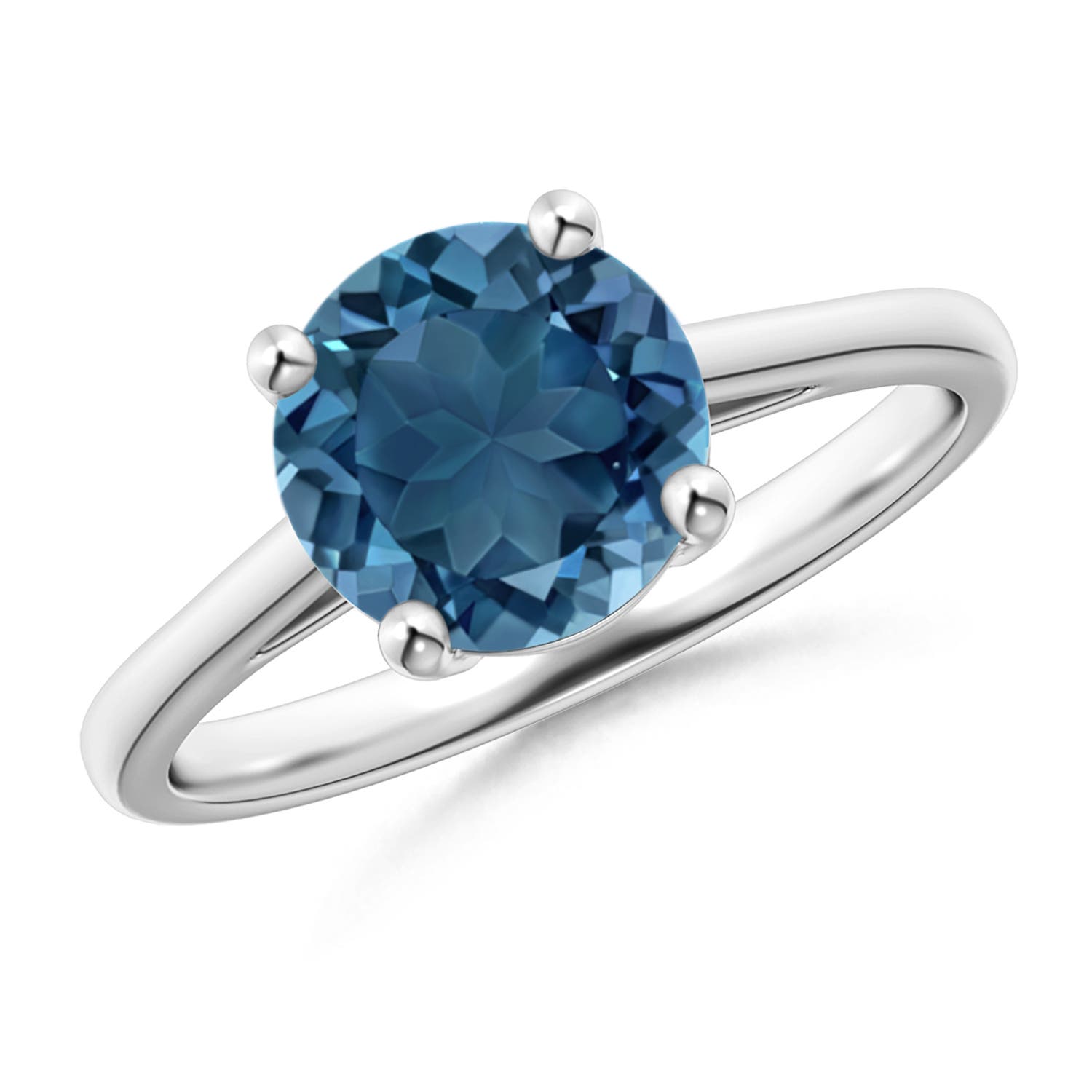 Angara 2.35 Carats Classic Prong-Set Round London Blue Topaz Solitaire Ring in Platinum