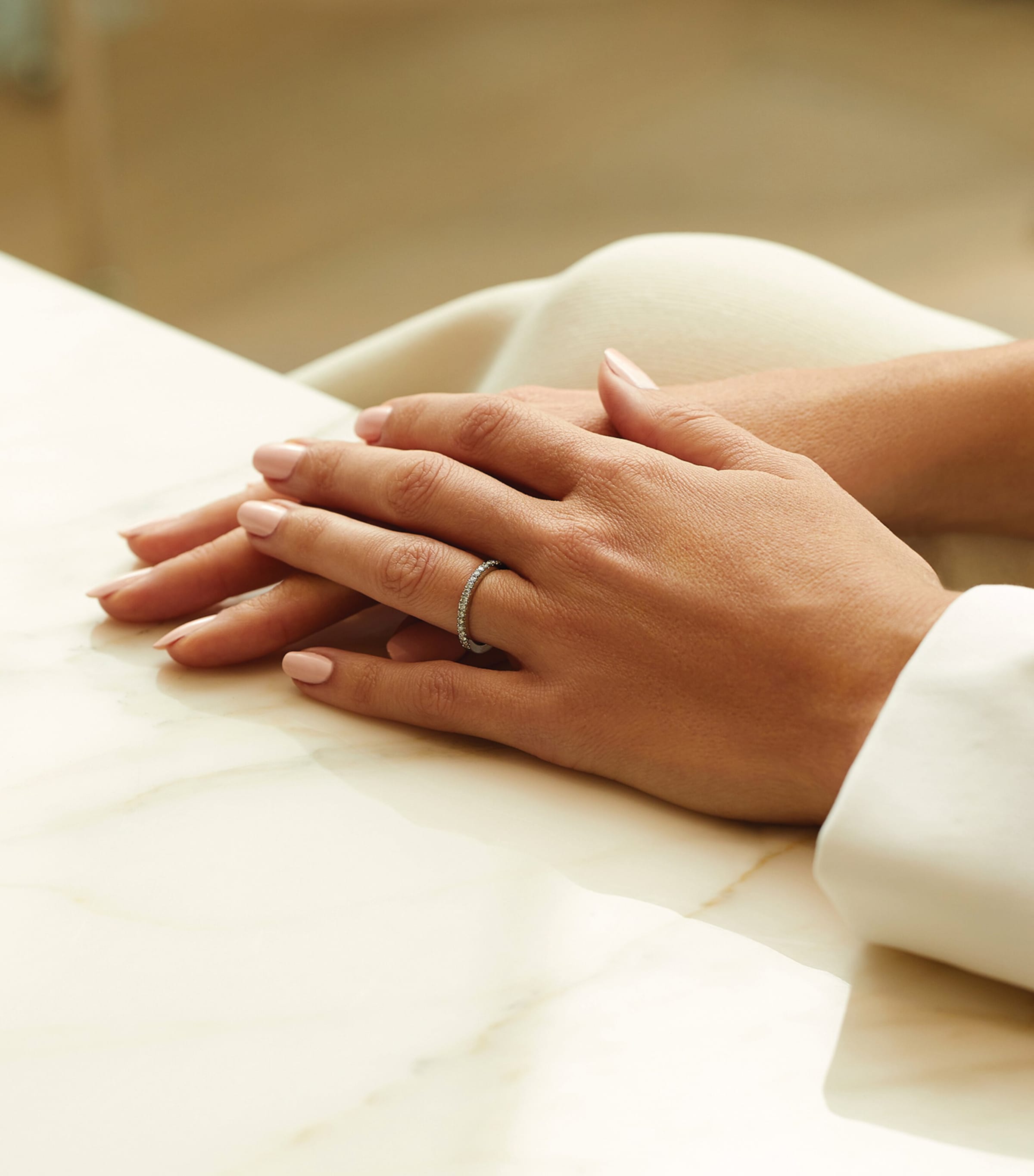 Platinum and Diamond Vintage Half-Hoop Wedding Band