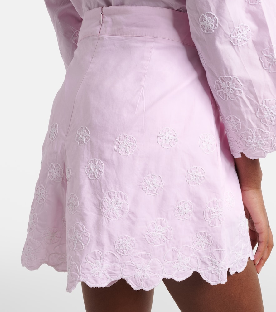 Embroidered cotton poplin shorts