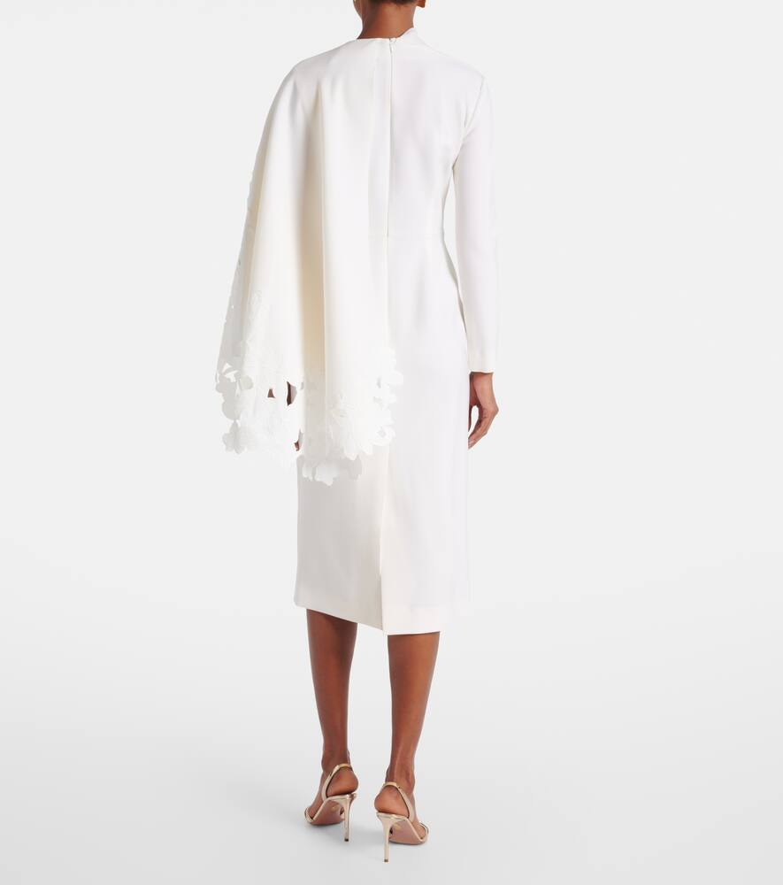 Cape-detail wool-blend midi dress