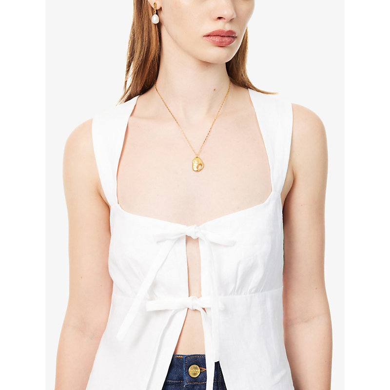 Womens White Azalea Scoop-neck Linen top