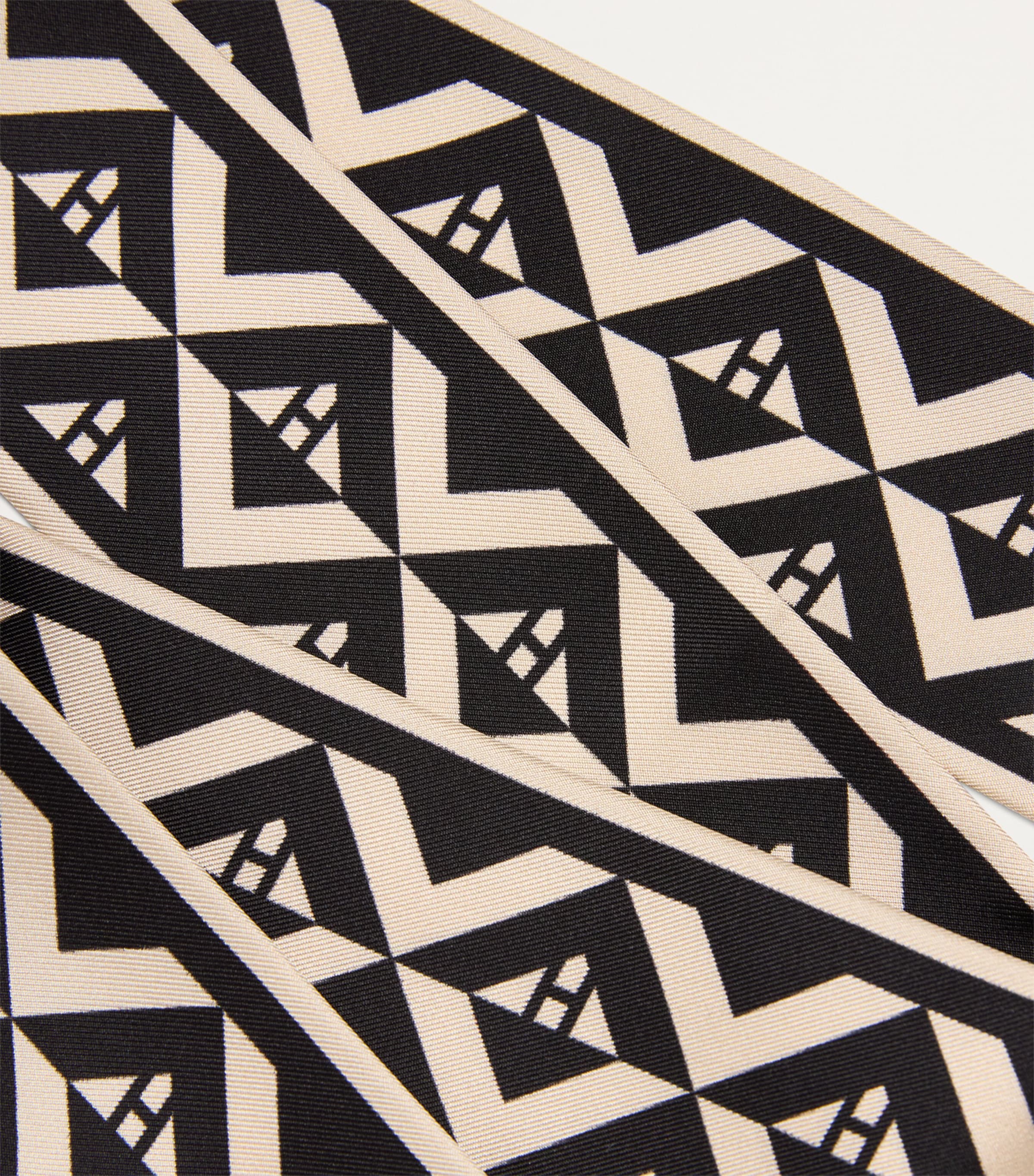 Silk Geometric Print Skinny Scarf