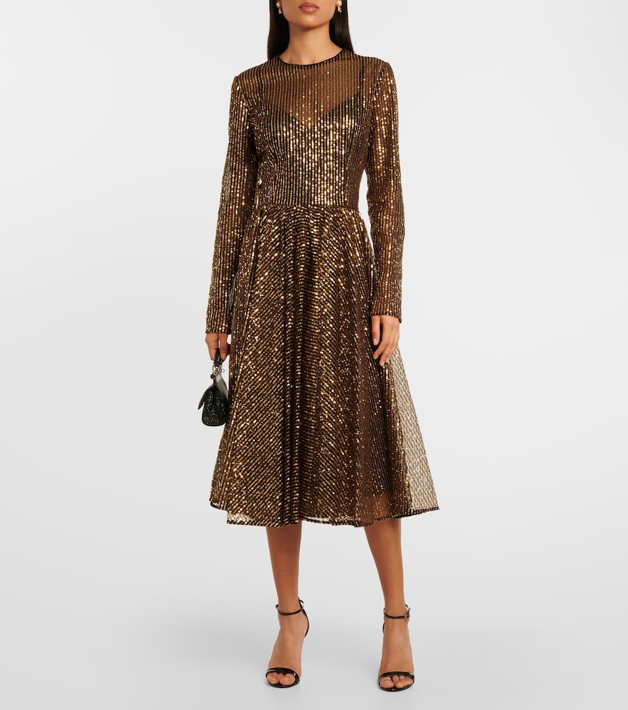 Sequined tulle midi dress