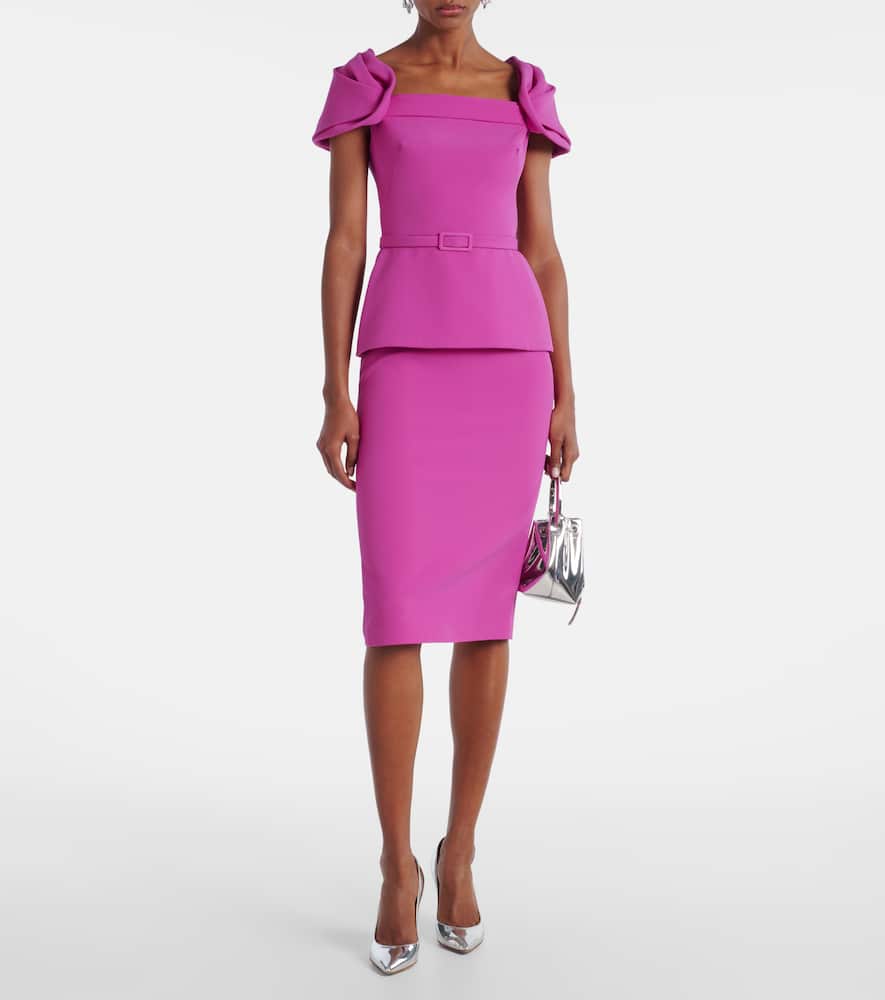 Belted peplum midi dress