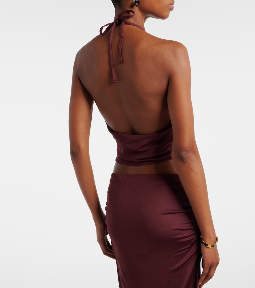 Kaima draped jersey crop top