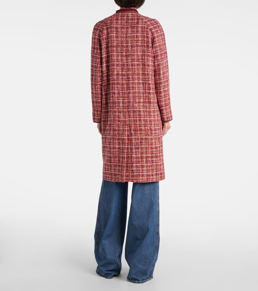 Checked cotton and wool-blend coat