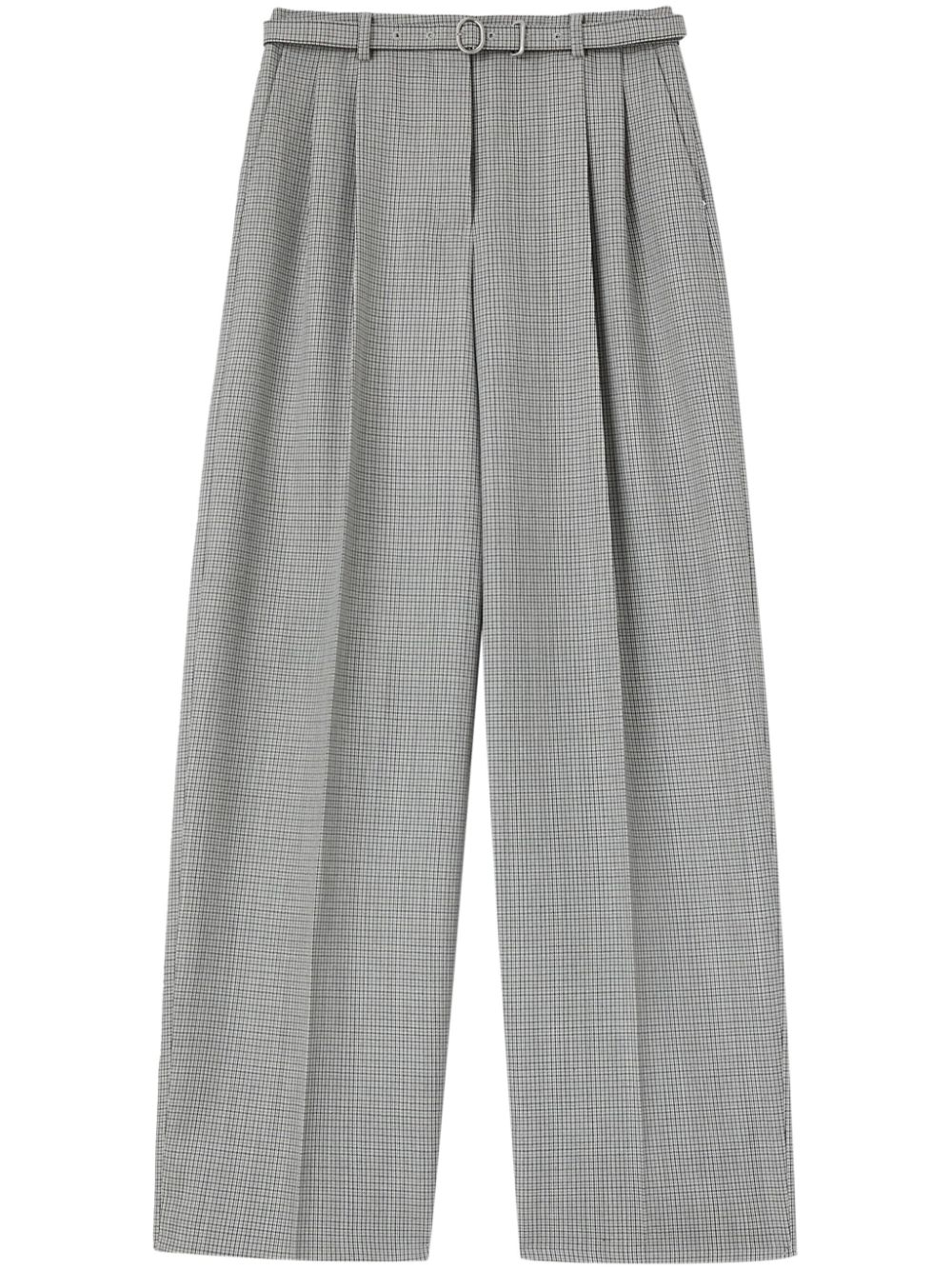 Checked virgin-wool palazzo pants - Grey