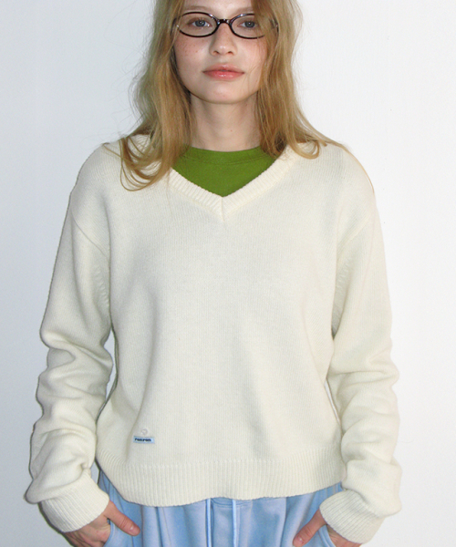 DAILY SOFT V NECK KNIT IVORY