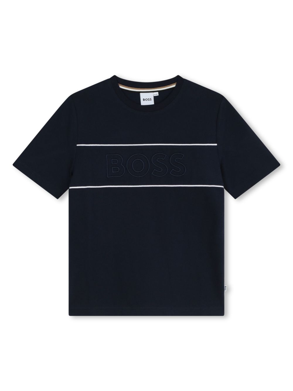 Logo-print stripe-trim cotton T-shirt - Black