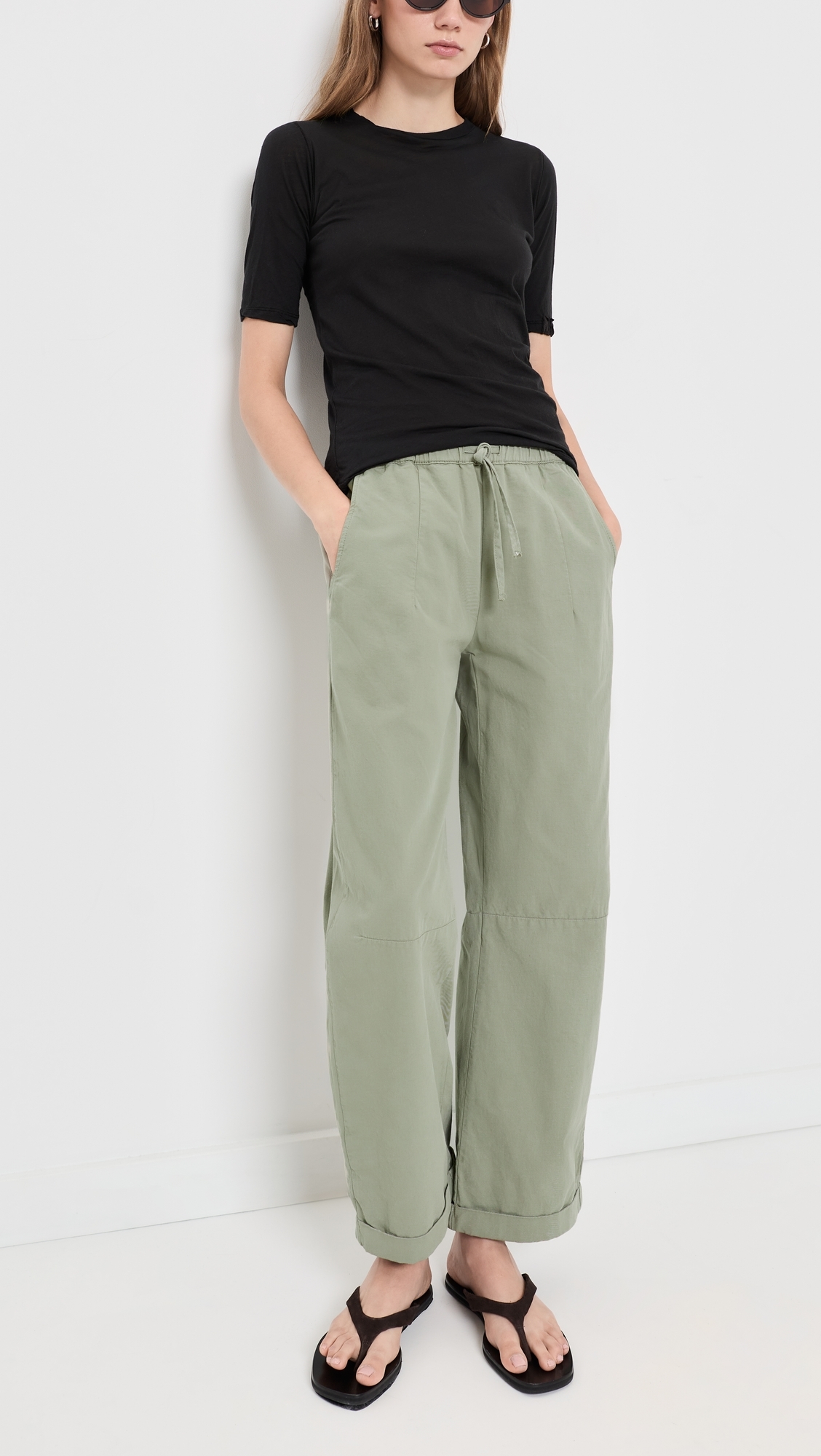 Mara Sateen Drawstring Pants Soft Sage