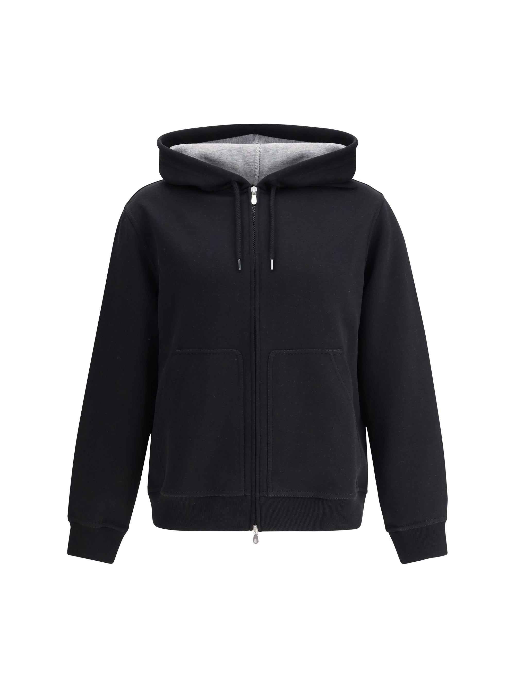 Cotton-Blend Drawstring Hoodie — Black