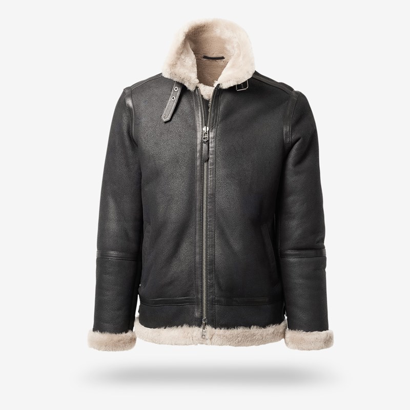 Shearling Aviator Jacket in Black