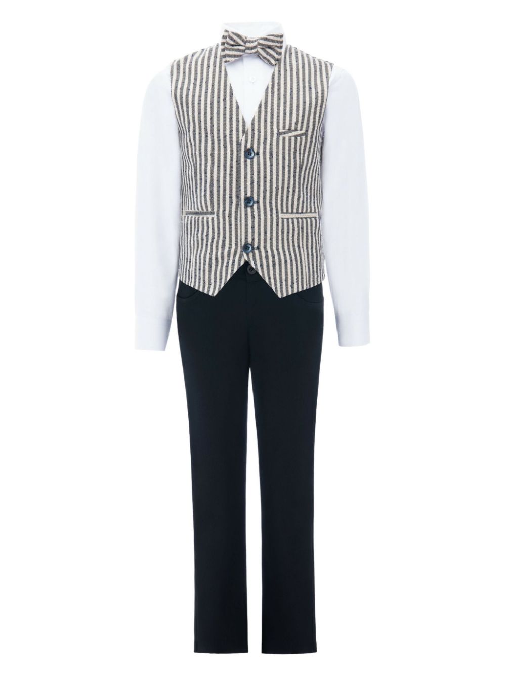 Ruggero striped vest set - Neutrals