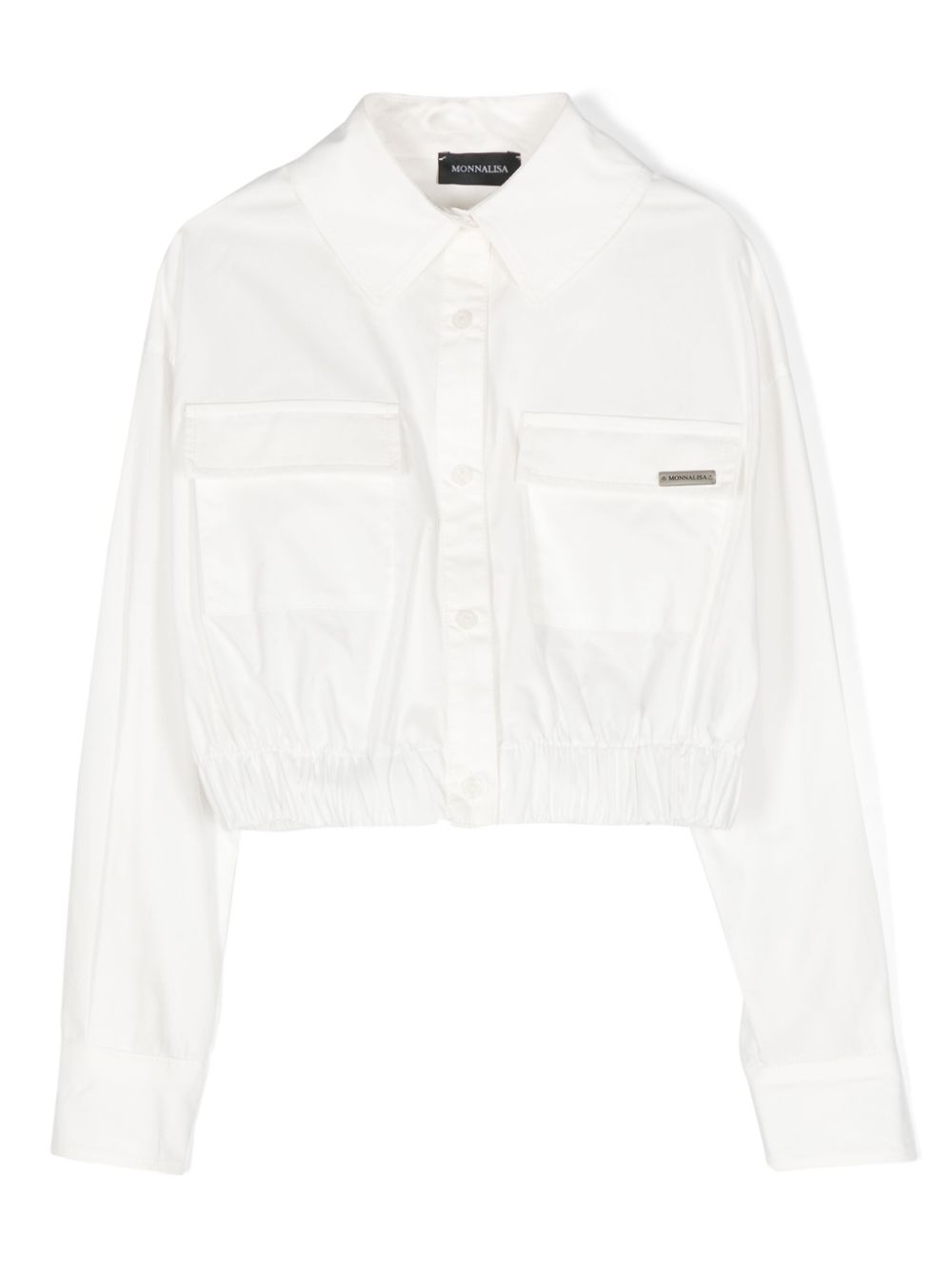 Logo-plaque poplin shirt - White