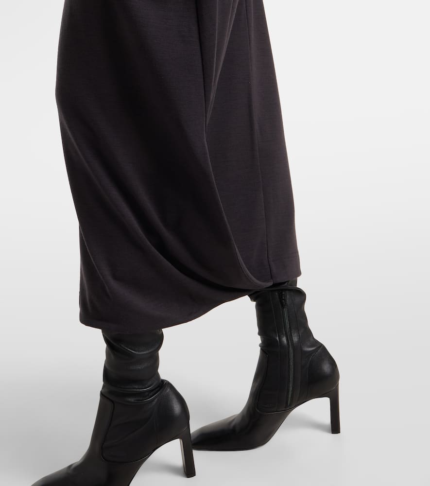Belted asymmetric midi dress