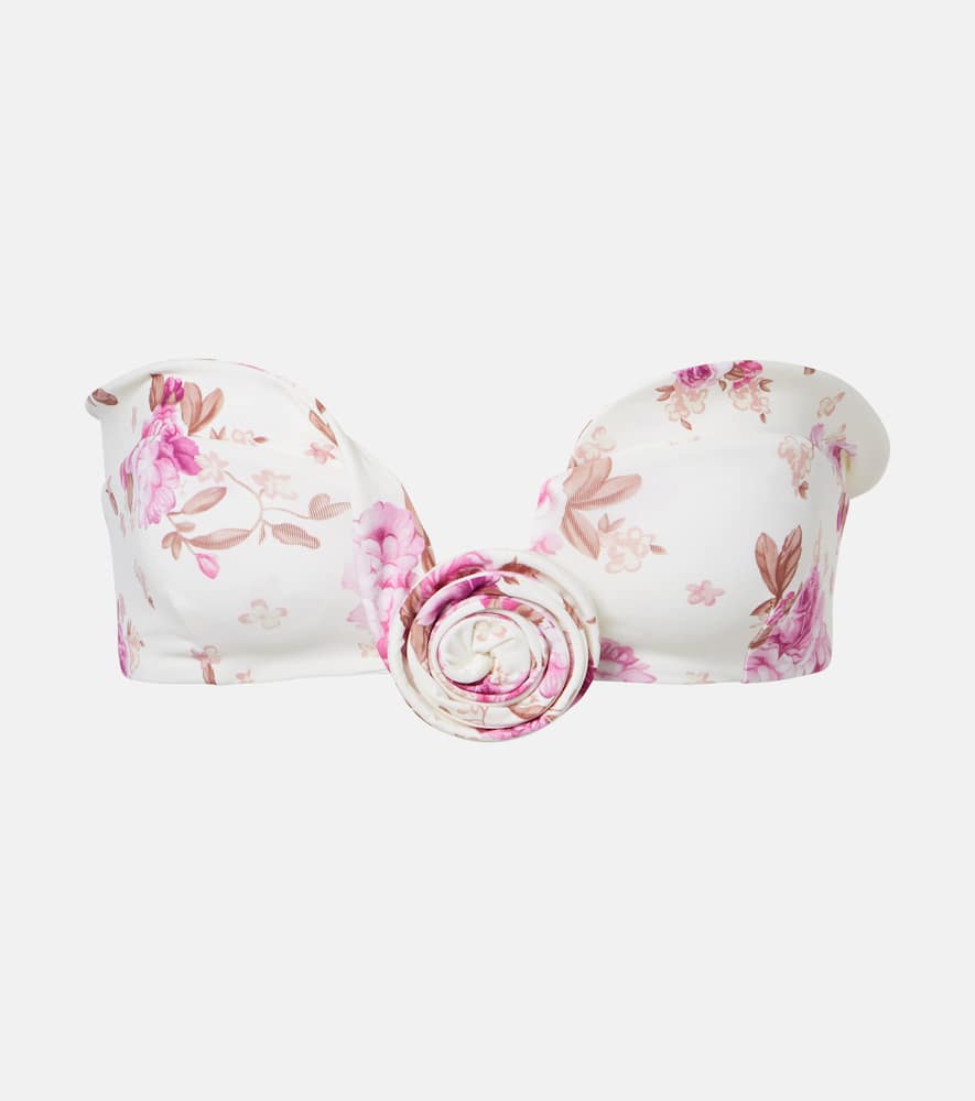 Floral-appliqué bikini top