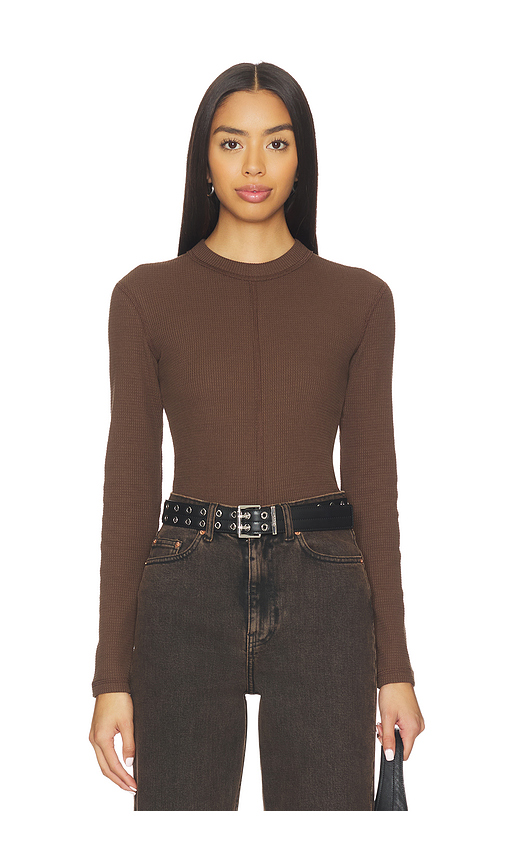 Dr. Denim Stella Waffle Top in Chocolate. - XS also in L, M