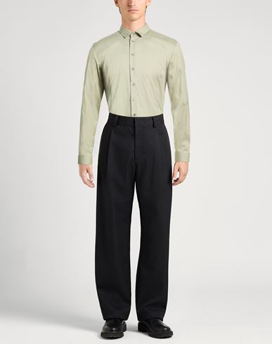 Man Shirt Sage green Size 42 Cotton, Polyamide, Elastane
