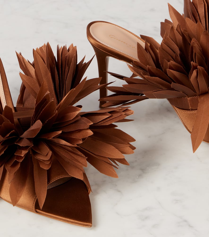 Gianvito Rossi Daniah 85 appliqué crêpe satin mules