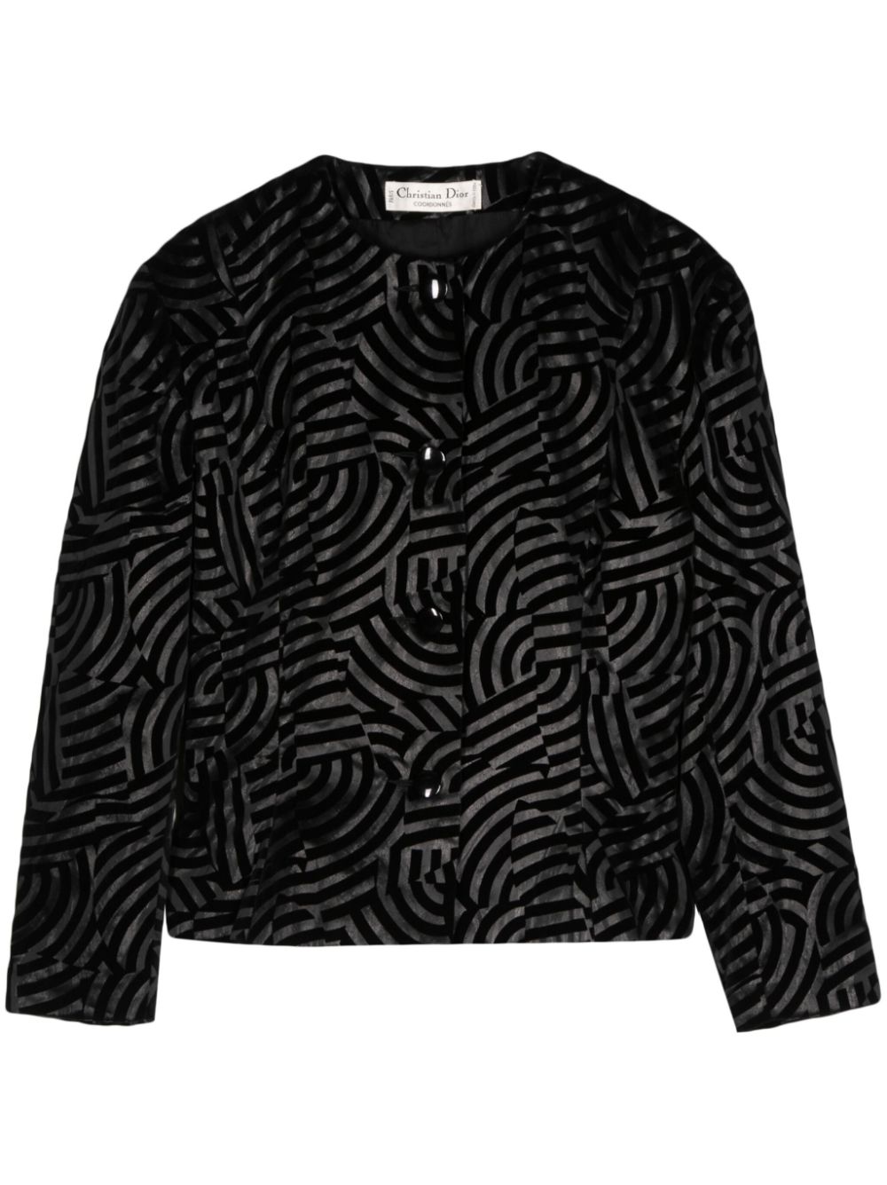 Geometric-print jacquard jacket - Black