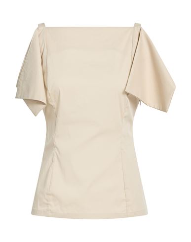 Woman Top Beige Size 6 Cotton, Polyamide, Elastane