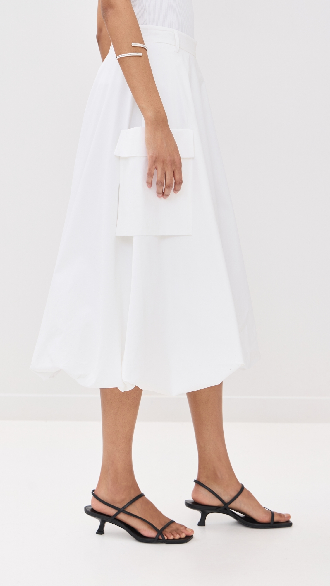 Tibi Bio Twill Bubble Skirt Optic White