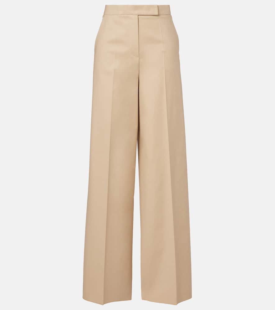 Cotton-blend wide-leg pants