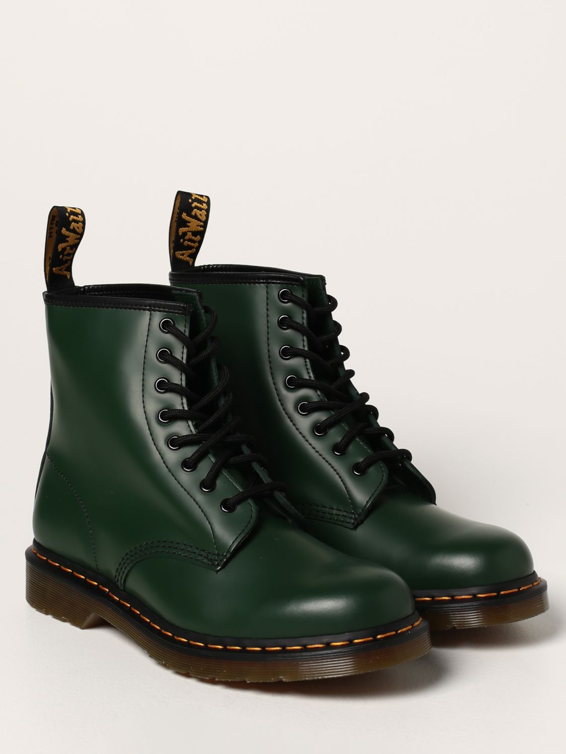1460 Combat Boots In Green Leather