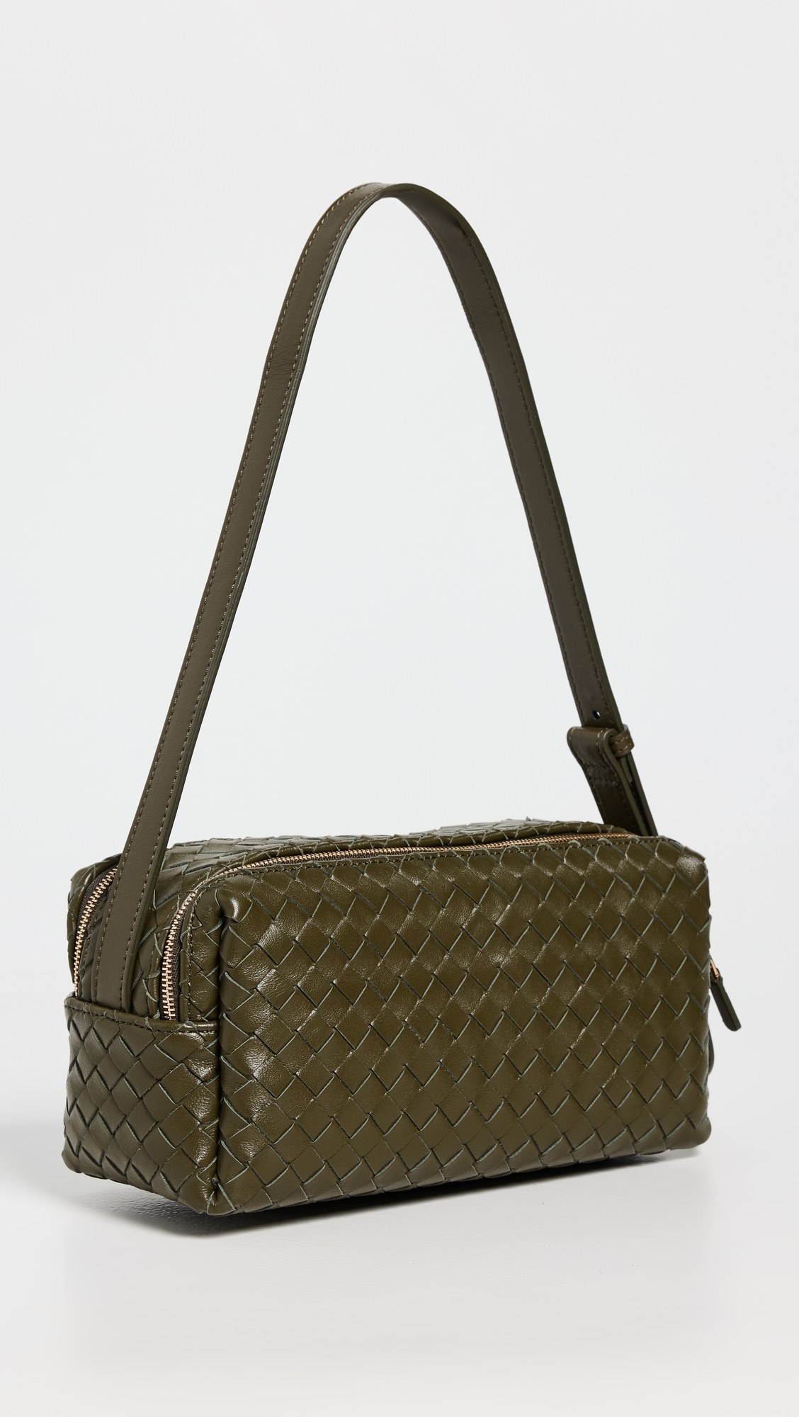 Elleme Trousse Woven Leather Shoulder Bag Olive Green One Size