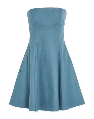 Woman Mini dress Slate blue Size 10 Wool, Polyester, Cashmere