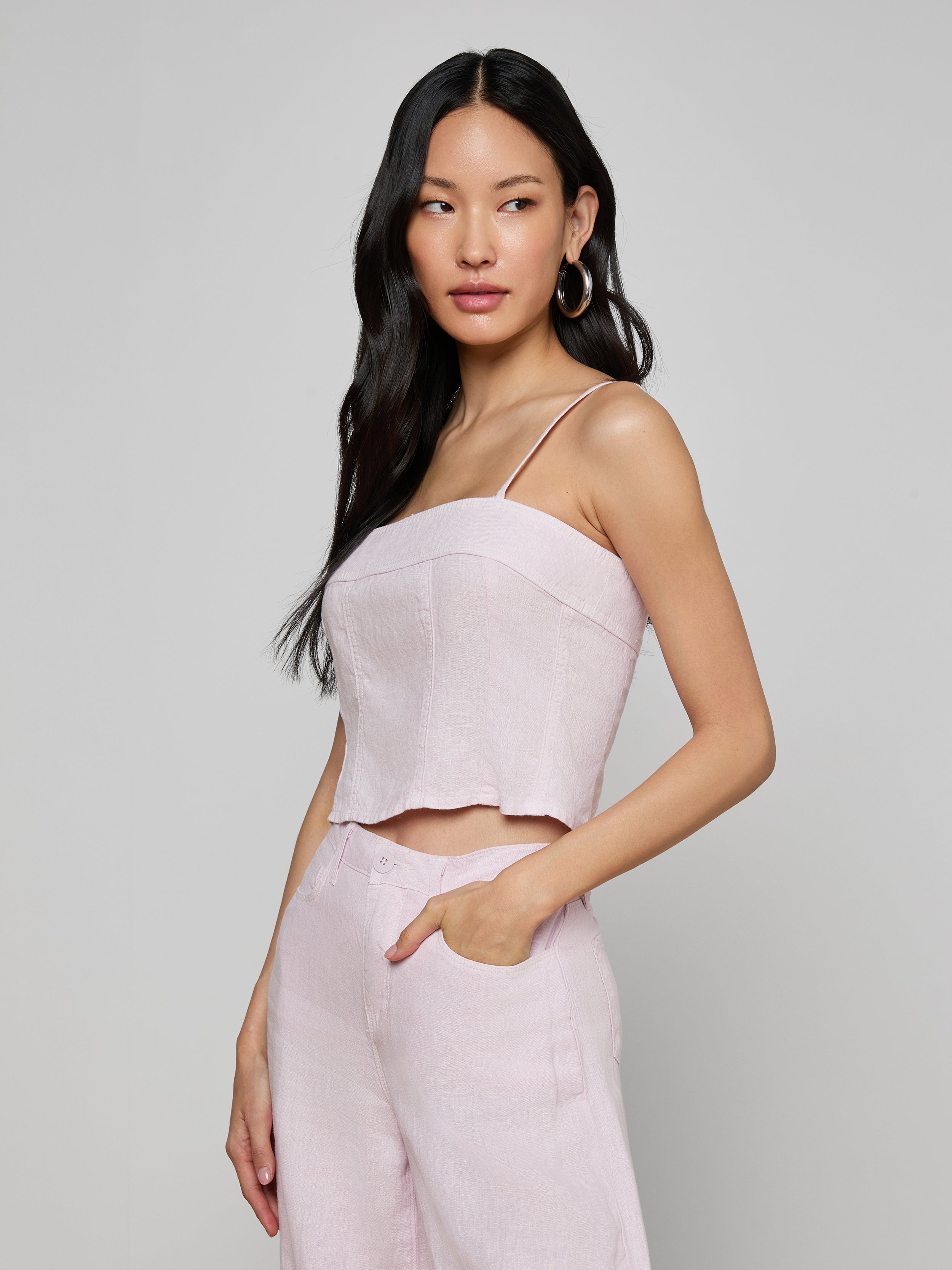 Arlin Linen Tank Top In Icy Lilac