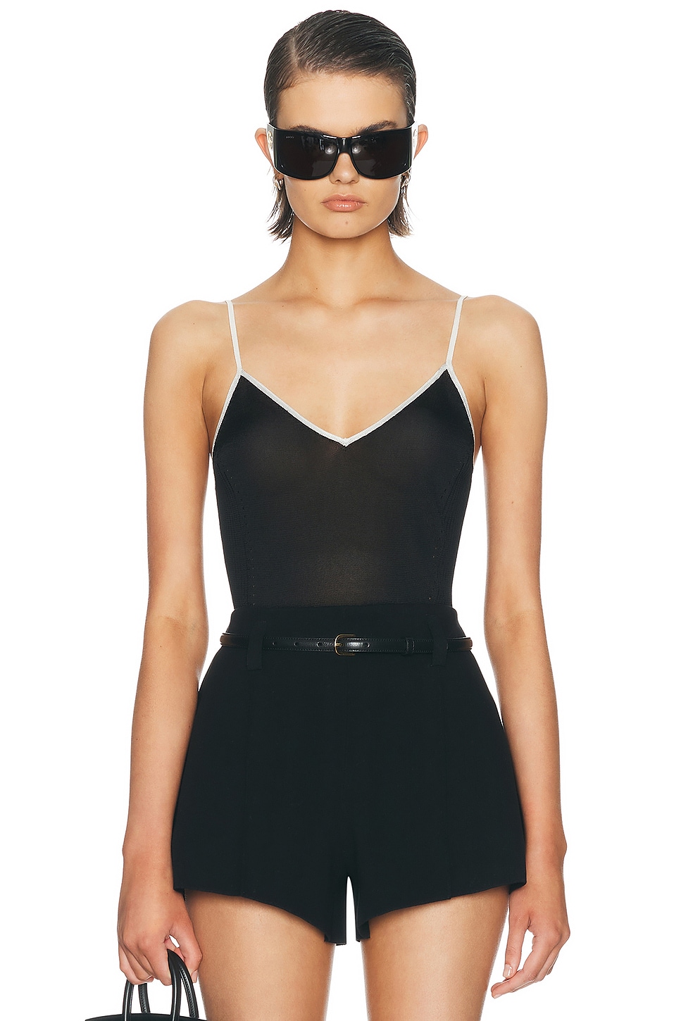 High Sport Slinky Tipped Tyler Cami Top in Black Combo - Black & White. L also in M