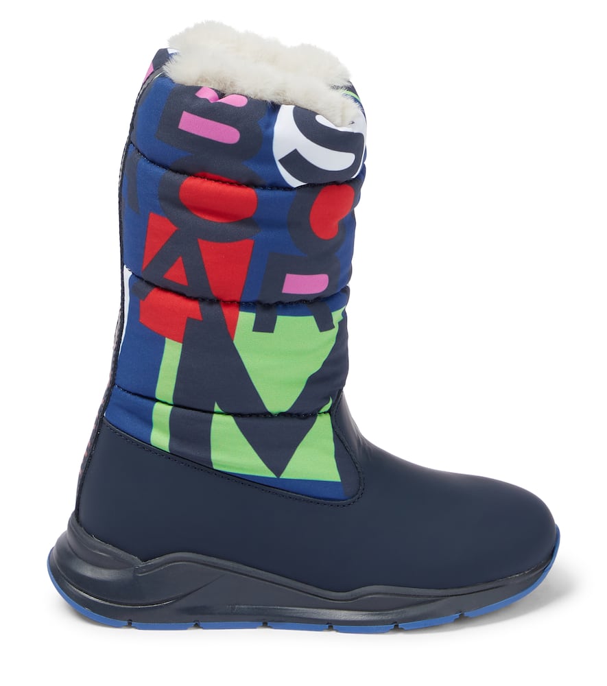 Printed leather snow boots
