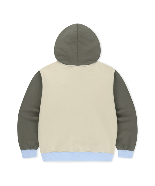 Block Zip Up Hoodie Ivory