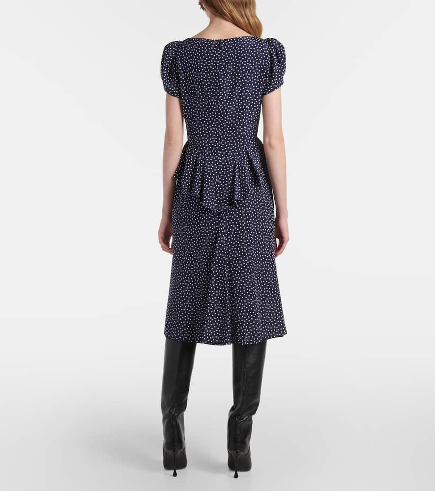 Polka-dot silk midi dress