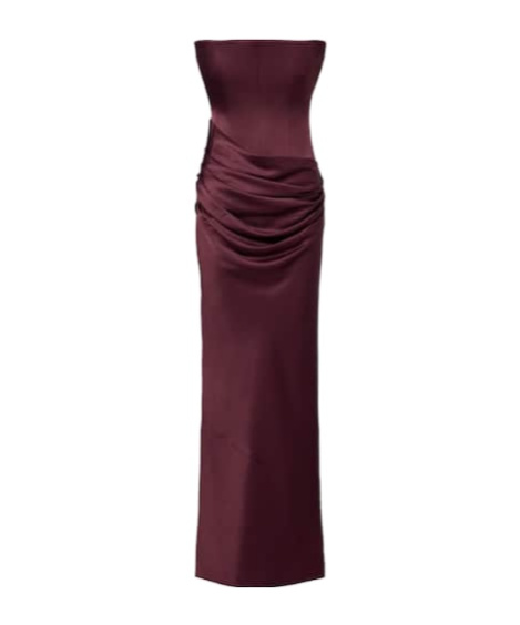 Draped crepe satin corset gown