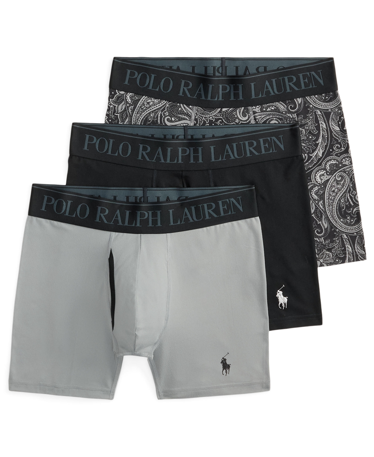 Men's Boxer Briefs, 3-Pack - Museum Gray/Polo Black/Woods Paisley Pri