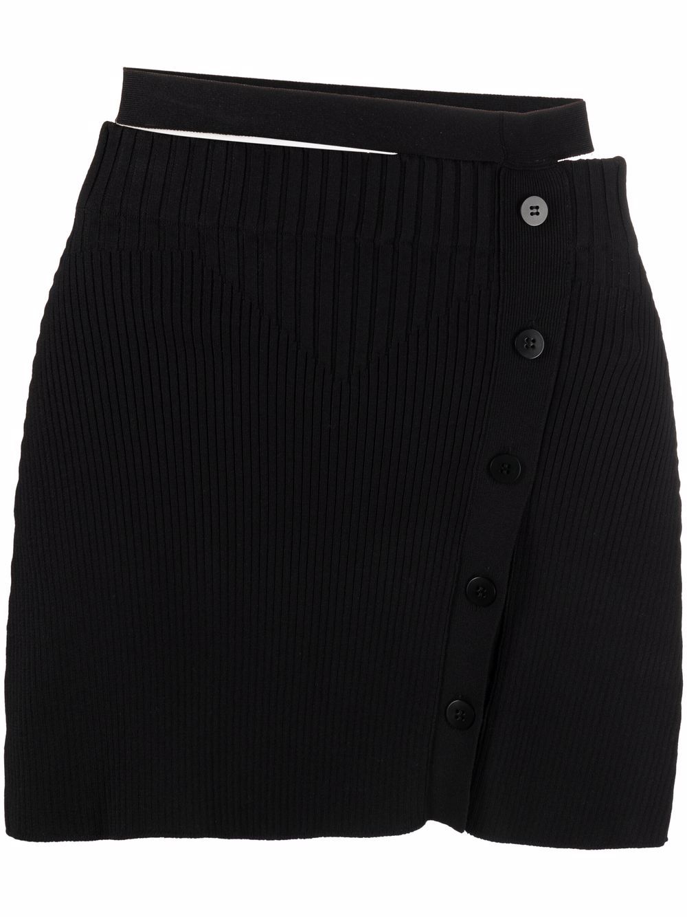 Cut-out high-waist knitted skirt - Black