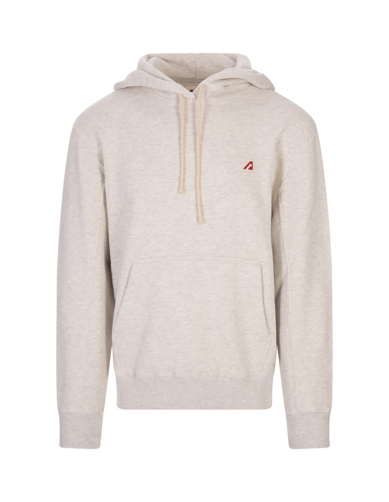 Mélange-effect cotton hoodie - Neutrals
