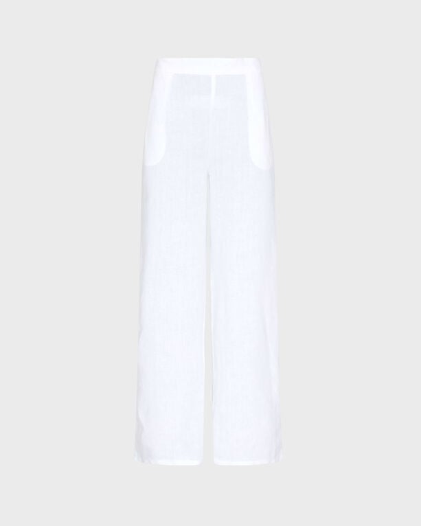 Women Linen Comfort Pants Solid - Pant - Louizon - White