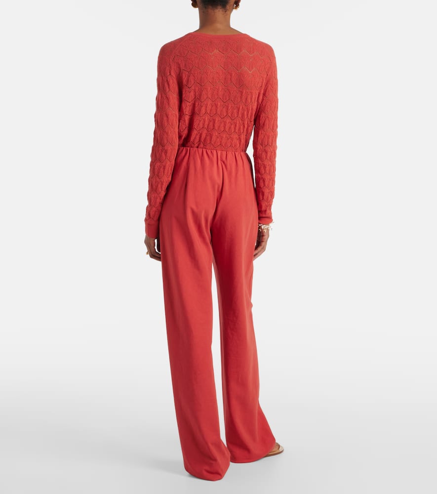 Cotton and linen-blend wide-leg pants