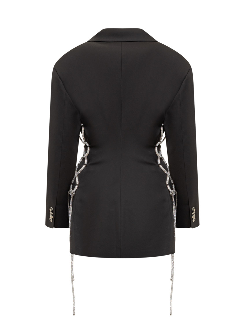 Black Embellished Notched Lapel Blazer