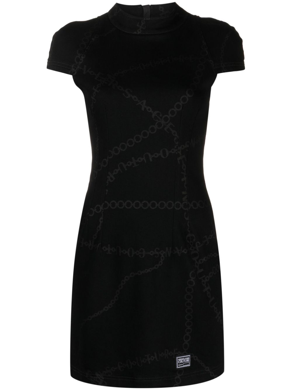 Logo-print short-sleeved dress - Black