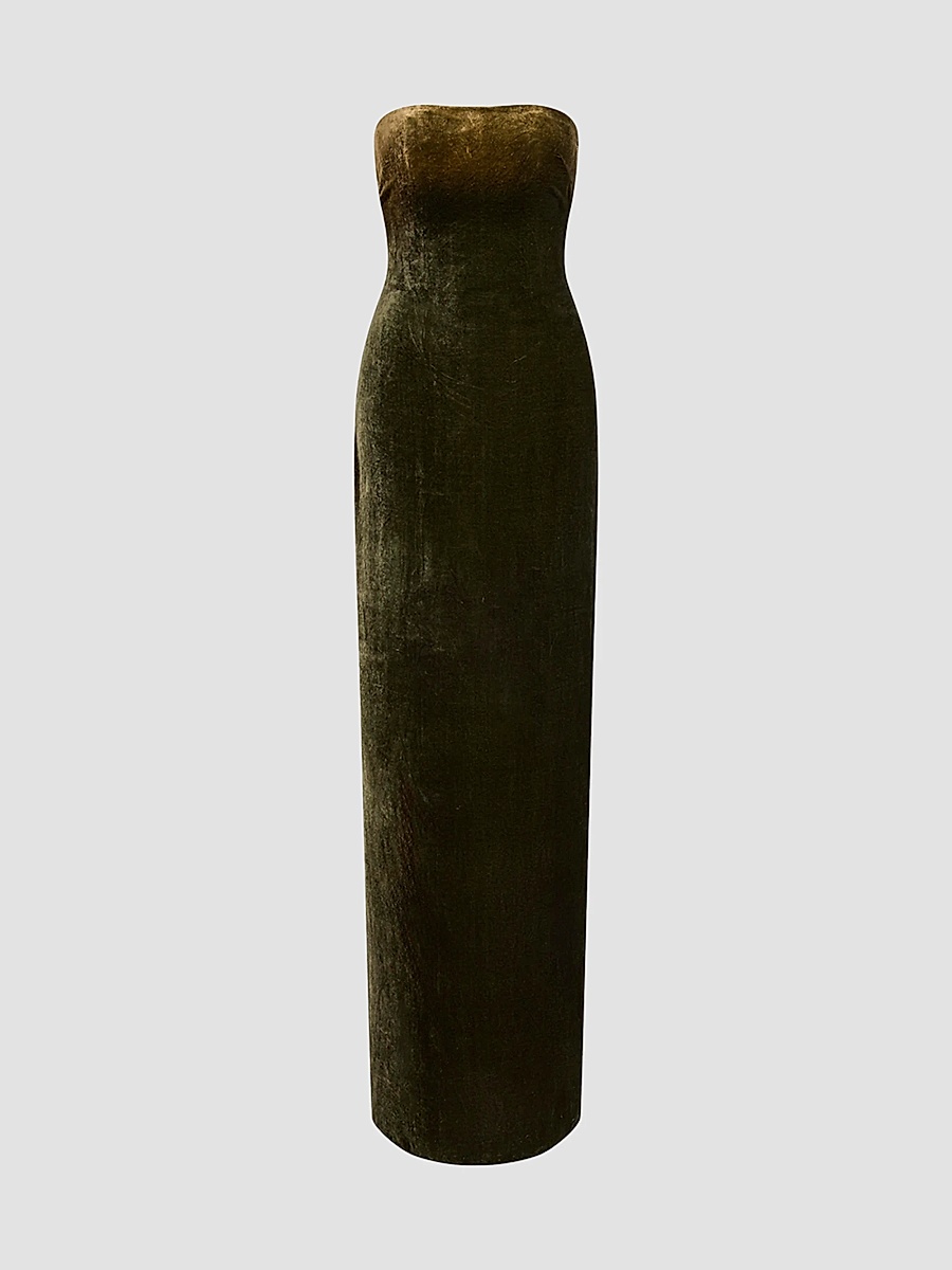 Women's Farley Velvet Strapless Gown - Fern