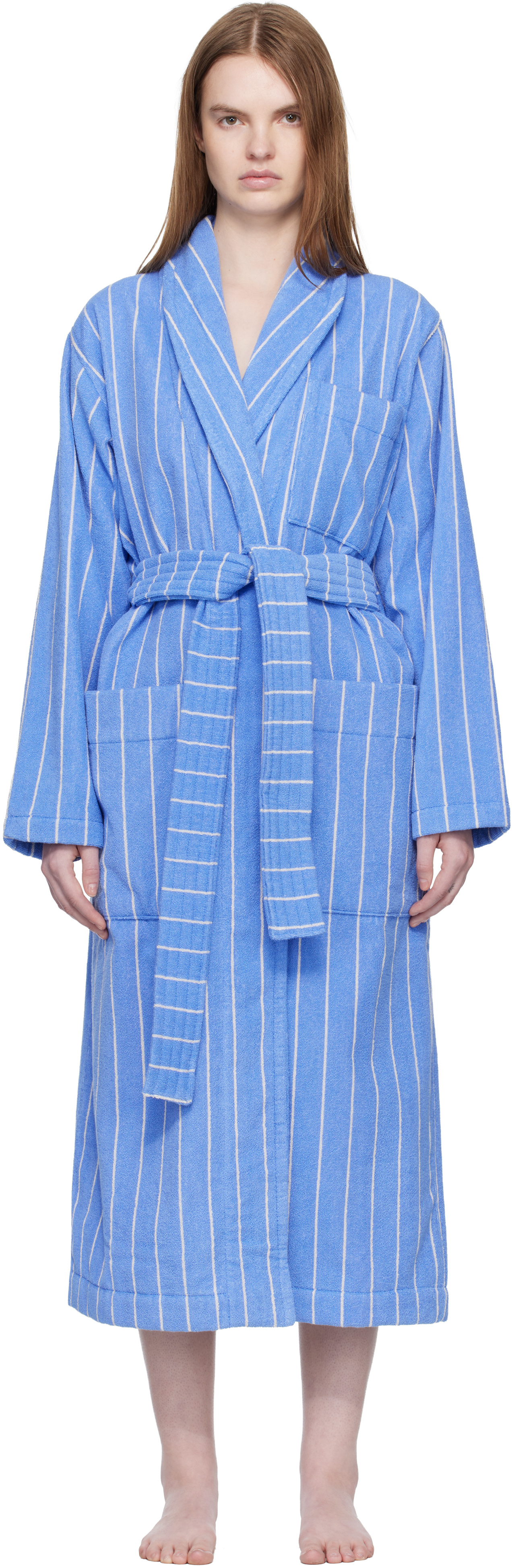 Blue & White Terry Classic Bathrobe