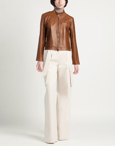 Woman Jacket Brown Size M Leather, Viscose, Elastane, Nylon