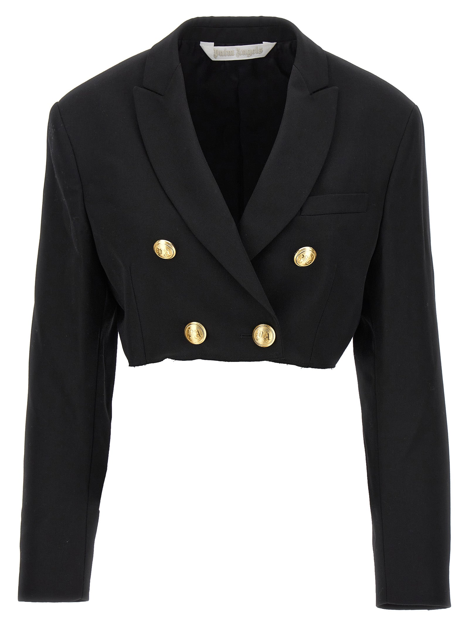 Double-Breasted Cropped Blazer — Black